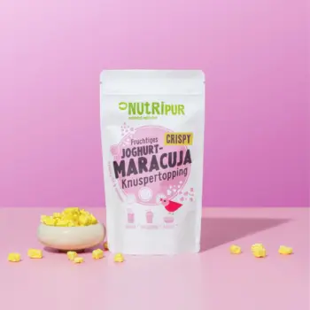 Her er et produktbillede af Nutripurs yoghurt-passionsfrugt-sprødtopping