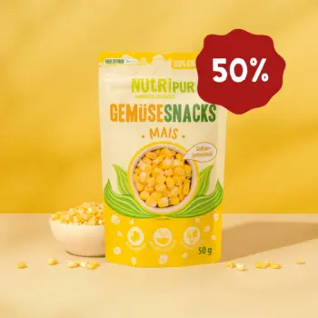 Her er et produktbillede af de frysetørrede majs fra Nutripur nu 50 procent rabat