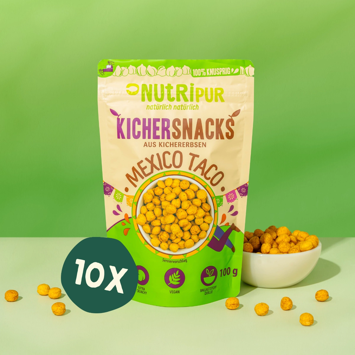 10 x 100g Kikærte Snacks Mexico Taco