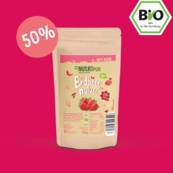 TILBUD! 5 x 100g frysetørrede jordbær BIO frugtpulver