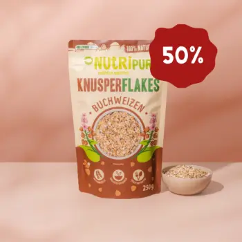 Her er et produktbillede af Nutripurs sprøde boghvedeflager. Nu 50 procent rabat