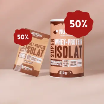 Her er et billede af den variant af Super Isolat Whey Proteinpulver med chokolade, som NutriPur tilbyder til salg 50 procent rabat