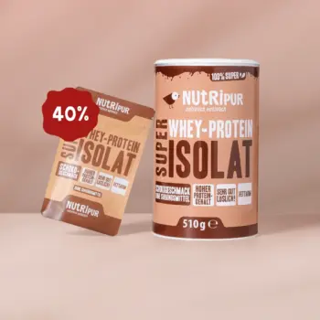 Her er et billede af den variant af Super Isolat Whey Proteinpulver Chokolade, som NutriPur tilbyder til salg.