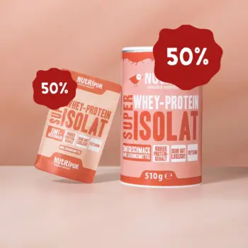 Her er et billede af den variant af Super Isolat Whey Proteinpulver med kanel, som NutriPur tilbyder til salg 50 procent rabat