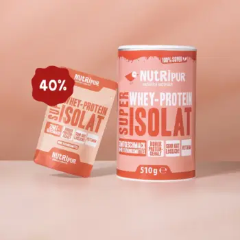 Her er et billede af den variant af Super Isolat Whey Proteinpulver med kanel, som NutriPur tilbyder til salg.