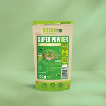 Her er et produktbillede af SuperPowder Økologisk Hvedegræspulver fra NutriPur.