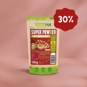 Her er et produktbillede af SuperPowder Økologisk Camu Camu-Pulver fra NutriPur. Nu 30 procent rabat