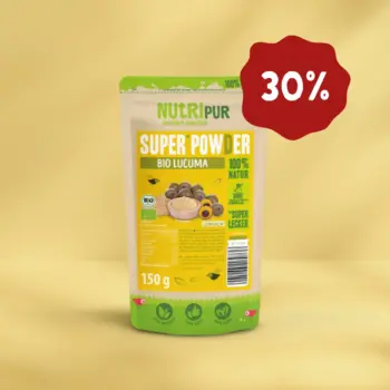 Her er et produktbillede af SuperPowder Økologisk Lucumapulver fra NutriPur. Nu 30 procent rabat.