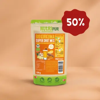 DK_Pics_Eis_Proteine_Superfoods shot Her er et produktbillede af Supershot Mix Økologisk Gurkemeje fra NutriPur. Nu 50 procent rabat