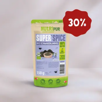 Her er et produktbillede af SuperSpice Økologisk Sortkommen (malet) fra NutriPur. Nu 30 procent rabat