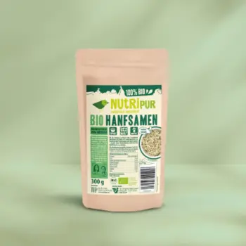 Her er et produktbillede af NutriPurs økologiske hampefrø