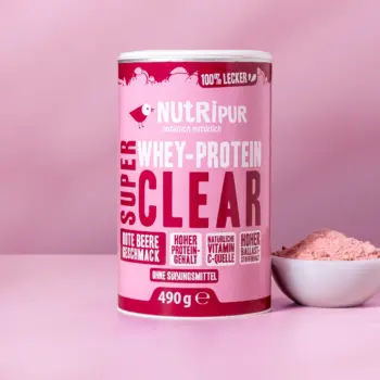 Her er et produktbillede af SuperClear Proteinpulver Red Berry.