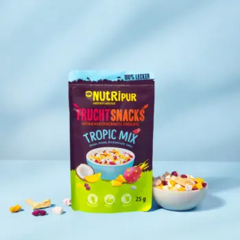 Her er et produktbillede af NutriPurs frysetørrede frugtmix “Tropic Mix”