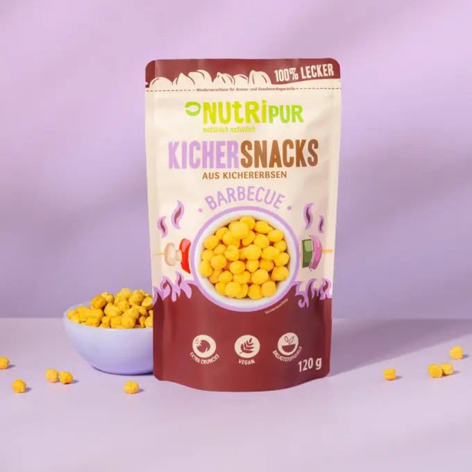 Produktbillede af NutriPurs ristede kikærter med barbecue-smag
