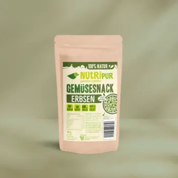 Her er et produktbillede af Nutripurs frysetørrede ærter.