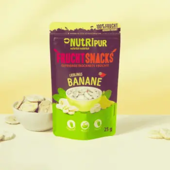Her er et produktbillede af NutriPurs frysetørrede bananer