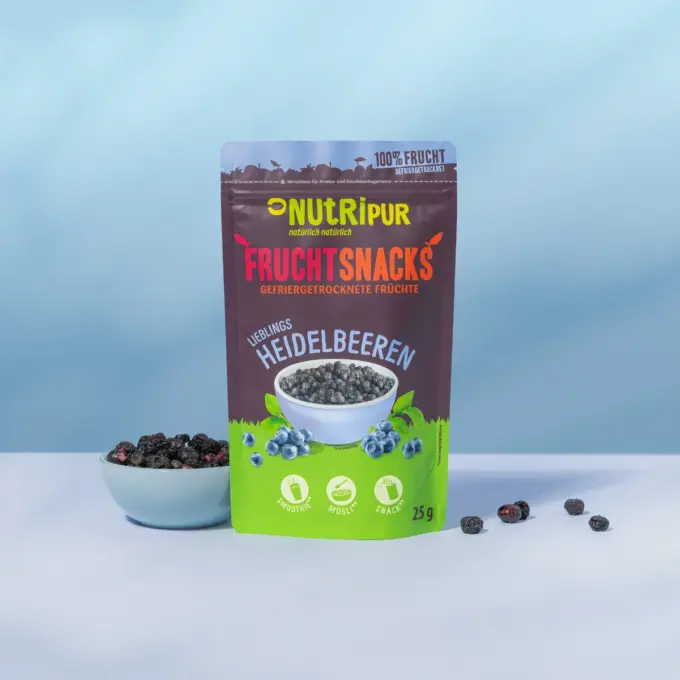 Her er et produktbillede af NutriPurs frysetørrede blåbær