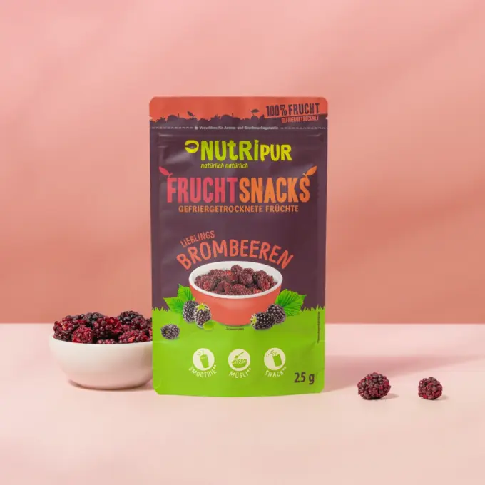 Her er et produktbillede af NutriPurs frysetørrede brombær