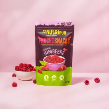 Her er et produktbillede af NutriPurs frysetørrede hindbær