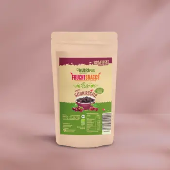 Her er et produktbillede af NutriPurs frysetørrede økologiske kirsebær.