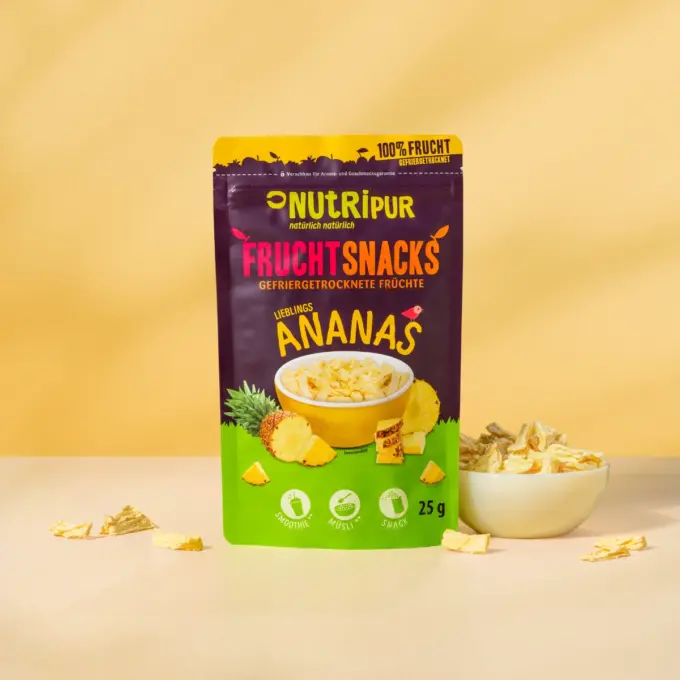 Her er et produktbillede af NutriPurs frysetørrede ananas