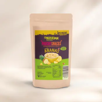 Her er et produktbillede af den lille frysetørrede ananas.