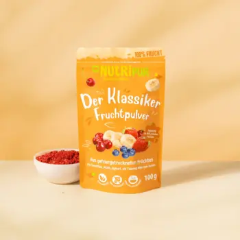 Her er et produktbillede af det frysetørrede frugtpulver “Den Klassiske” fra NutriPur.
