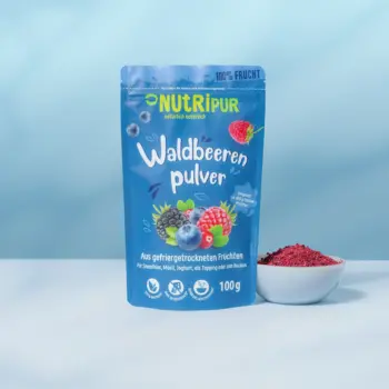 Her er et produktbillede af det frysetørrede skovbærpulver fra NutriPur.