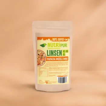 Her er et produktbillede af Nutripurs proteinrige papayamüsli.