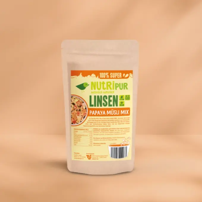 Her er et produktbillede af Nutripurs proteinrige papayamüsli.