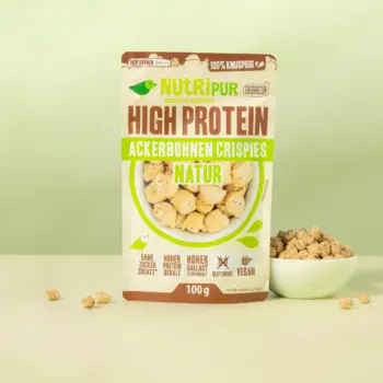 Her er et produktbillede af hestebønne-crispies fra NutriPur
