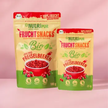 Her er et billede af de varianter af de frysetørrede ,,økologiske tyttebær’’, som NutriPur tilbyder til salg.