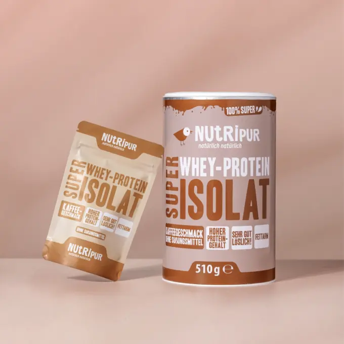Her er et billede af den variant af Super Isolat Whey Proteinpulver Kaffe, som NutriPur tilbyder til salg.