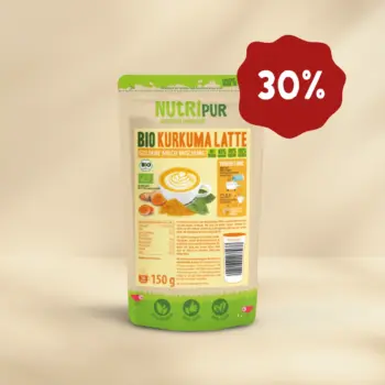 Her er et produktbillede af Kurkuma Latte Pulver fra NutriPur. nu 30 procent rabat