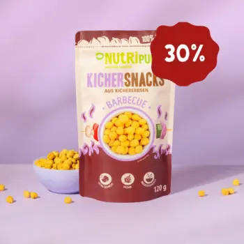 Produktbillede af NutriPurs ristede kikærter med barbecue-smag. nu 30 procent rabat