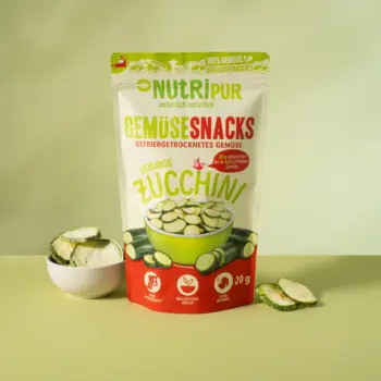 Her er et produktbillede af NutriPurs frysetørrede courgetter
