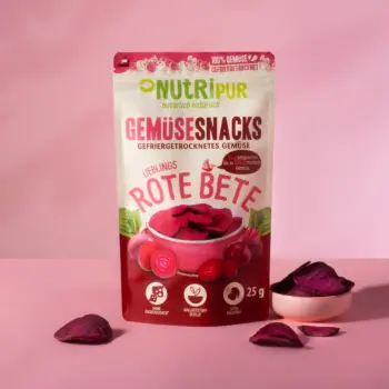 Her er et produktbillede af NutriPurs frysetørrede rødbeder